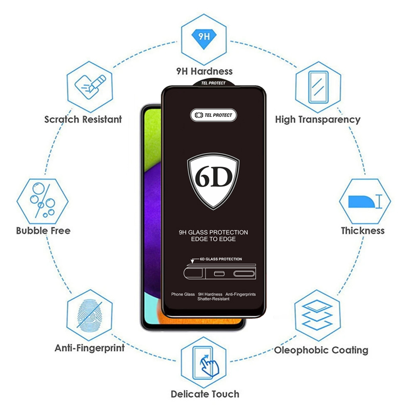 Kaljeno staklo Tel Protect Full Glue 6D za REALME 14T sa crnim rubom
