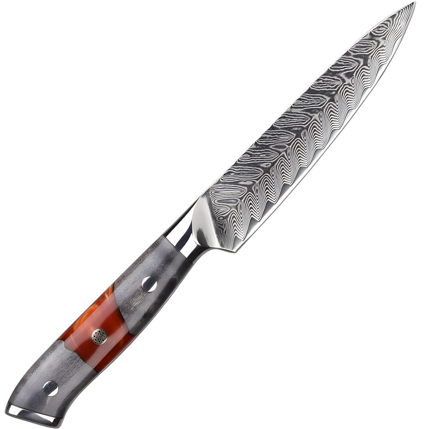 Damaskasti kuhinjski nož YA-37551 - Višenamjenski / Crvena / Siva KP37551