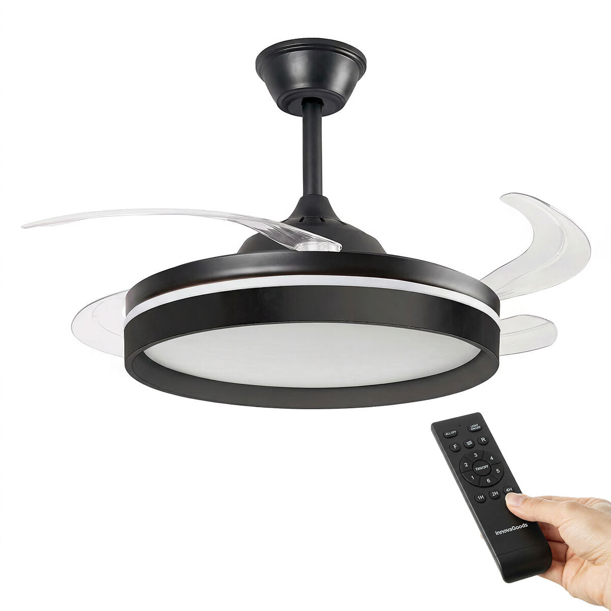 Stropni ventilator s LED svjetlom, 4 sklopive lopatice i daljinskim upravljačem InnovaGoods