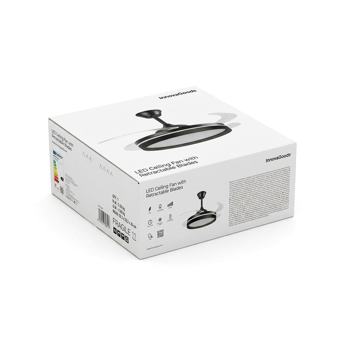 Stropni ventilator s LED svjetlom, 4 sklopive lopatice i daljinskim upravljačem InnovaGoods