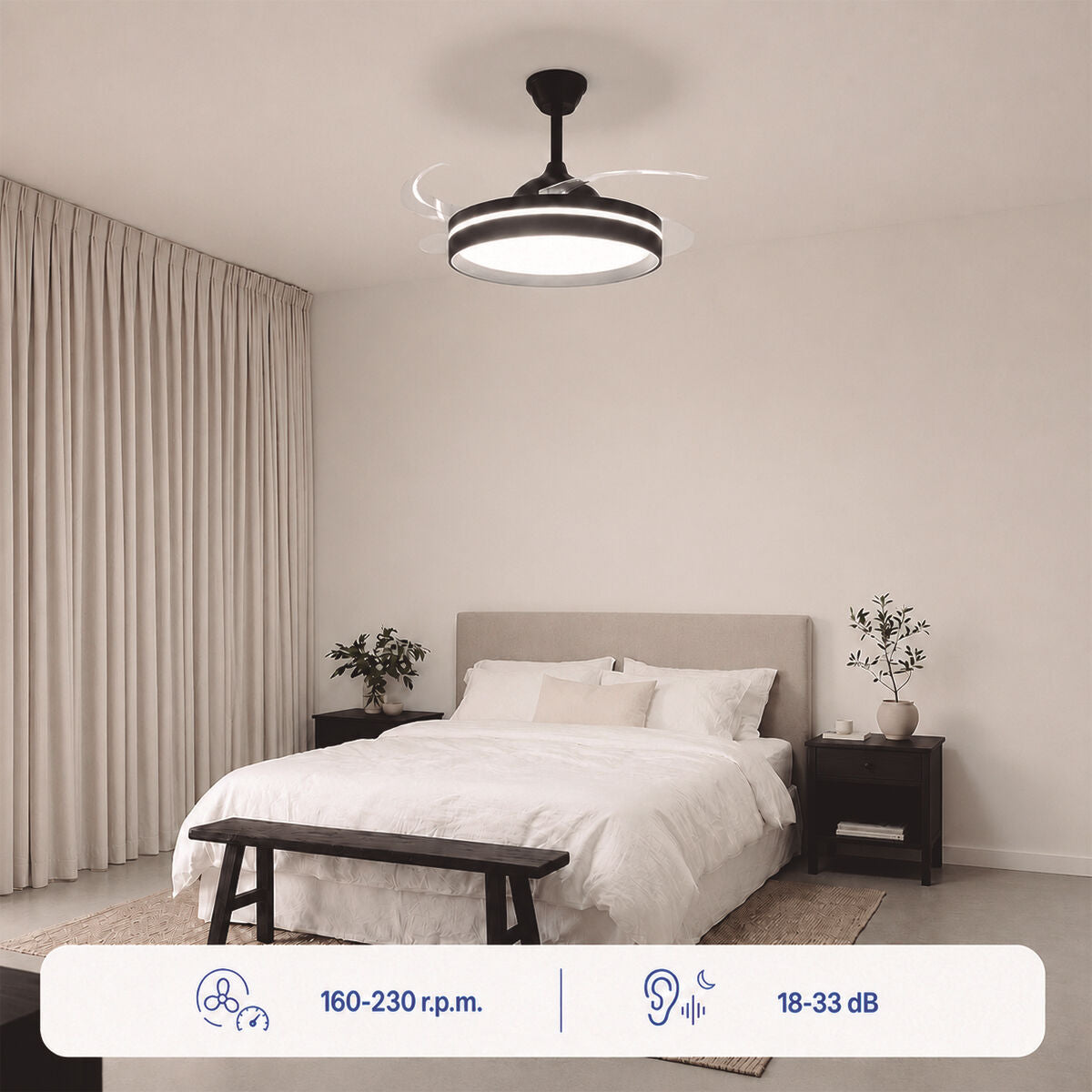 Stropni ventilator s LED svjetlom, 4 sklopive lopatice i daljinskim upravljačem InnovaGoods