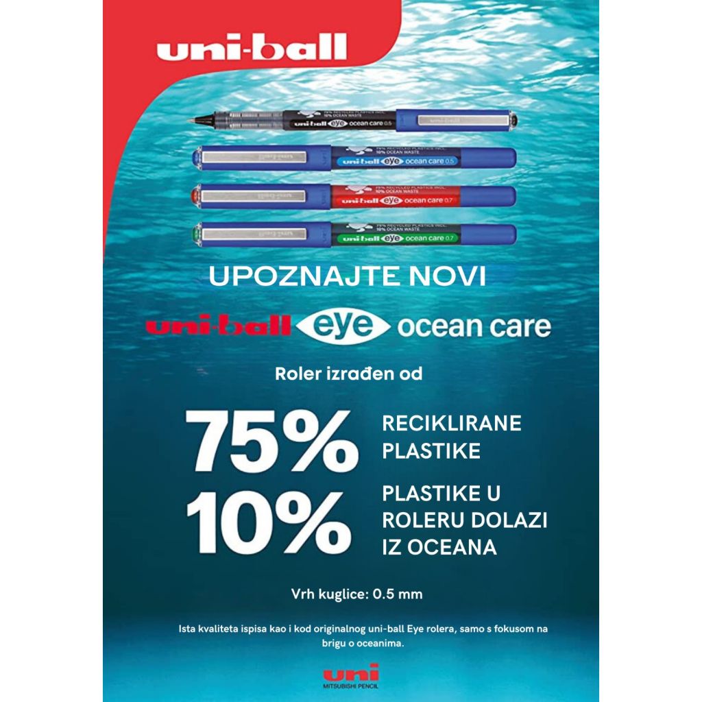 Roler Uni ub-150ROP (0.5) eye crveni Ocean Care reciklirani