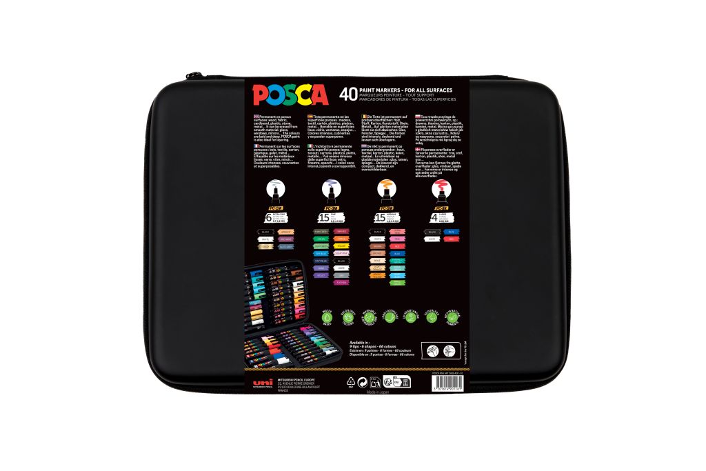 Marker Uni gift set Posca Art case u gumiranoj pernici (mix pc-1m/ pc-3m/pc-5m/pc-8k) 40/1 302422303