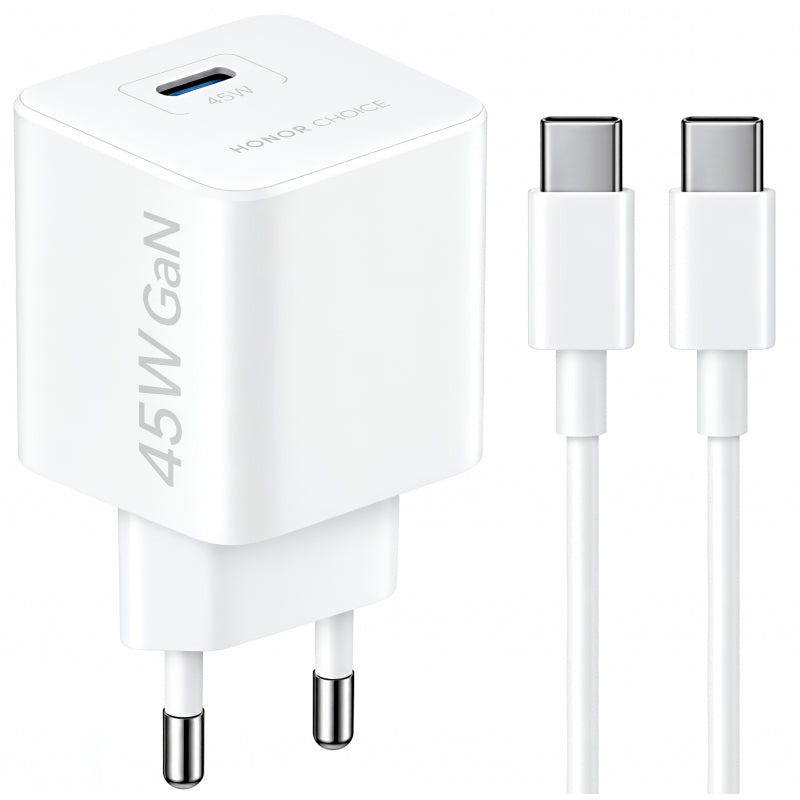 Honor originalni zidni punjač 45 W 3 A 1 x USB-C s USB-C kabelom bijeli