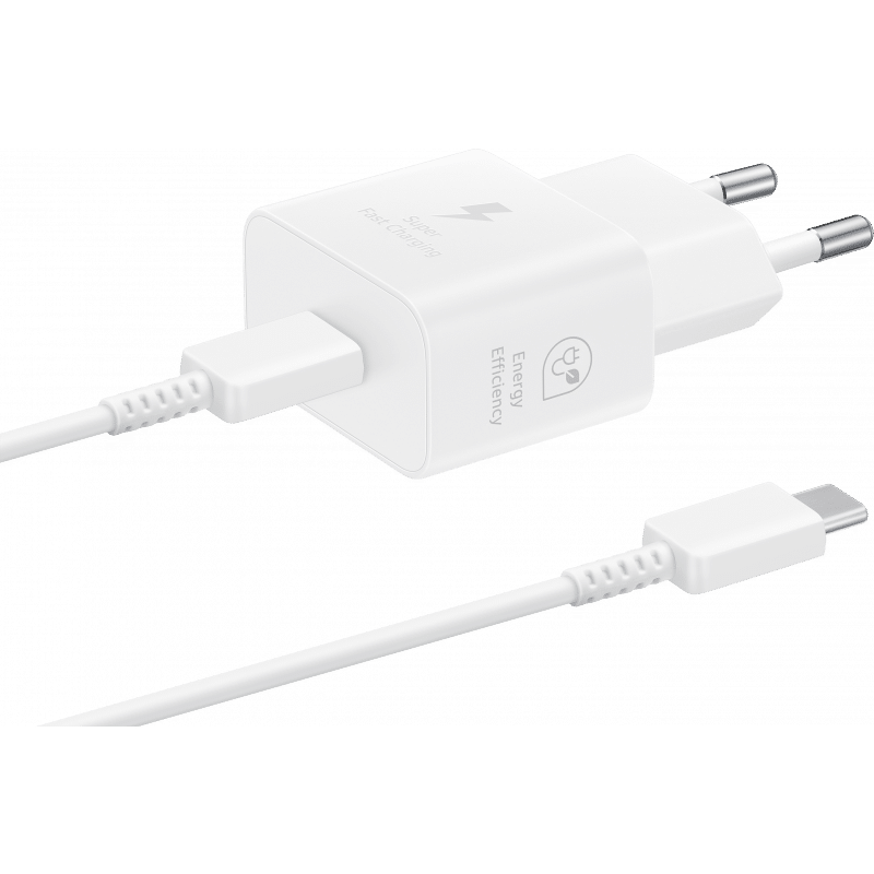 Zidni punjač Samsung 25 W 3 A 1 x USB-C s USB-C kabelom bijeli EP-T2510XWEGEU