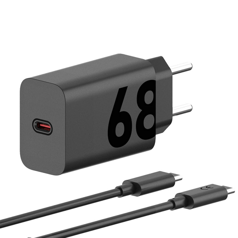 Zidni punjač Motorola 68W 6.2A 1 x USB-C s USB-C kabelom crni PG38C06281