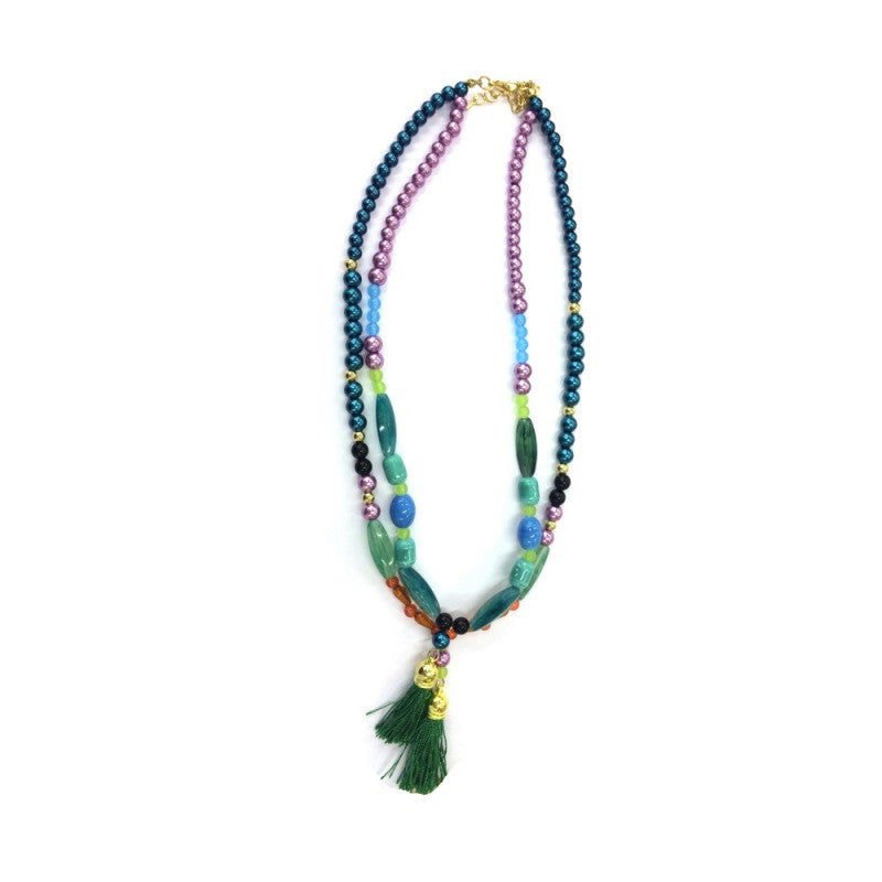 Dupla ogrlica sa perlicama u raznim bojama